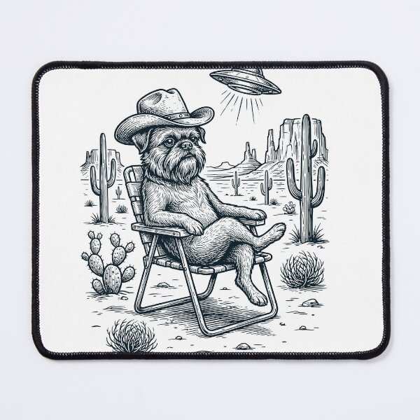 Item preview, Vintage Brussels Griffon Cowboy UFO Western Alien Dog Lover designed and sold by DoodleTortle.