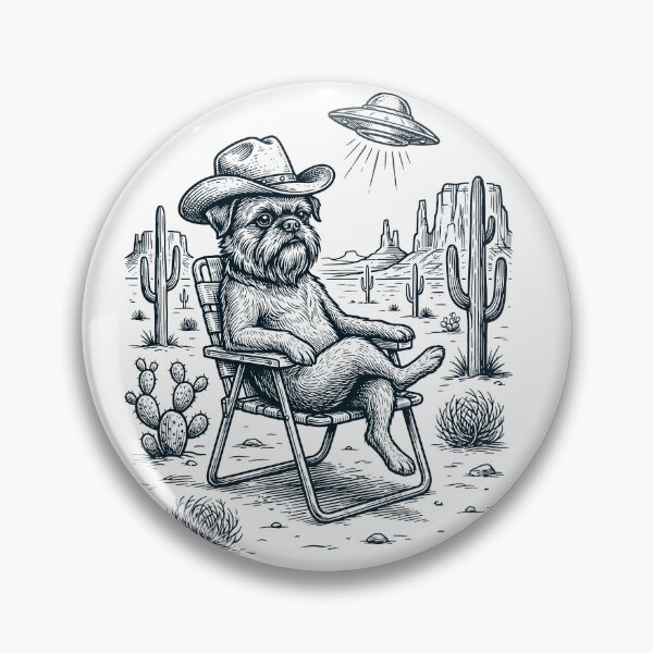 Item preview, Vintage Brussels Griffon Cowboy UFO Western Alien Dog Lover designed and sold by DoodleTortle.