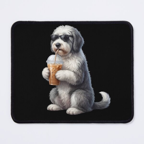 Item preview, Funny Old English Sheepdog Drinking Iced Coffee Meme Dog Lover designed and sold by TerryConnells.