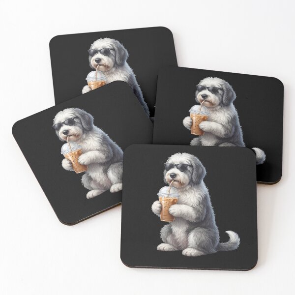 Item preview, Funny Old English Sheepdog Drinking Iced Coffee Meme Dog Lover designed and sold by TerryConnells.