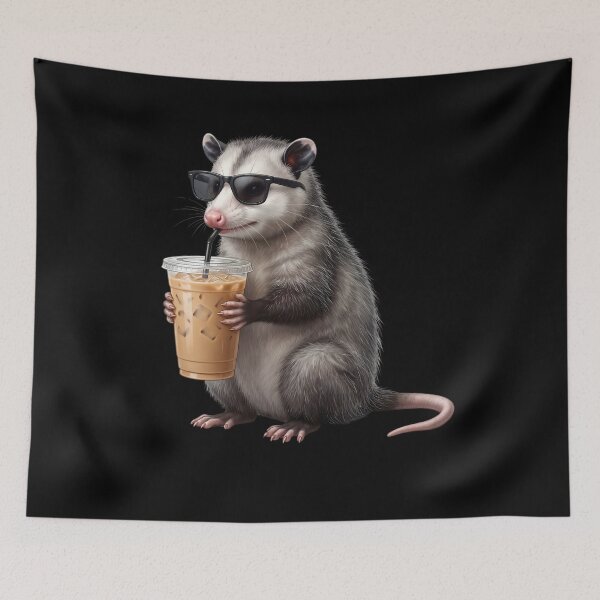 Item preview, Funny Opossum Drinking Iced Coffee Meme Possum Lover designed and sold by TerryConnells.