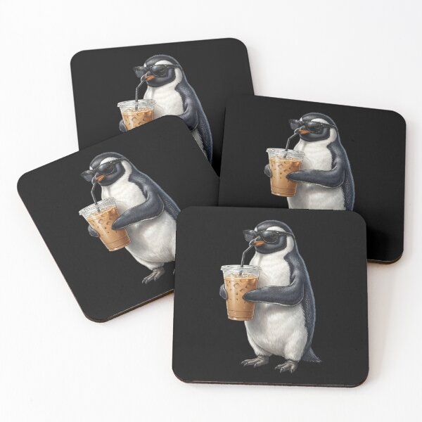 Item preview, Funny Penguin Drinking Iced Coffee Meme Penguin Lover designed and sold by TerryConnells.