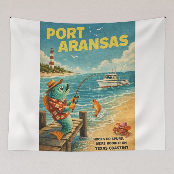 Item preview, Port Aransas Harbor and Mustang Island Coastline Along the Texas Gulf designed and sold by Places On Earth.