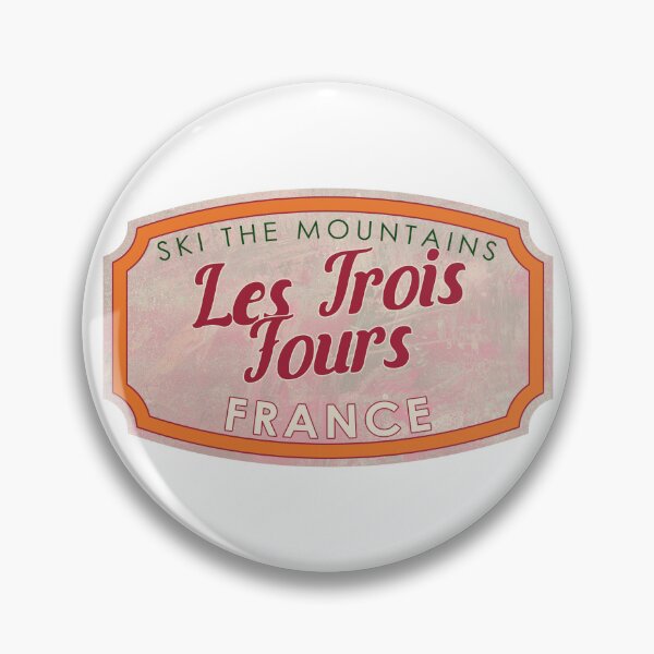 Item preview, Les Trois-Fours, France, Ski, textured skiing badge designed and sold by Wanderful-roads.