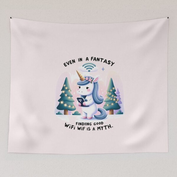 Item preview, Funny Unicorn WiFi Struggles in a Magical Forest – Tech Humor Unicorn designed and sold by astersgraphics.