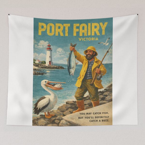 Item preview, Port Fairy Lighthouse and Griffiths Island Coastline in Victoria Australia designed and sold by Places On Earth.