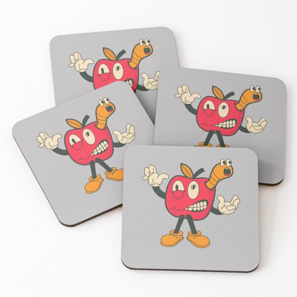 Item preview, Hand-drawn Vintage Apple with Worm Mascot Character designed and sold by Derailed-Drips.