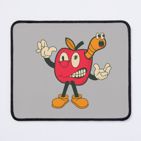 Item preview, Hand-drawn Vintage Apple with Worm Mascot Character designed and sold by Derailed-Drips.