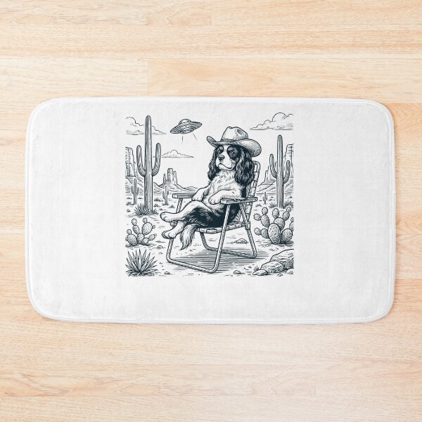 Item preview, Vintage Cavalier King Charles Spaniel Cowboy UFO Western Alien Dog Lover designed and sold by DoodleTortle.