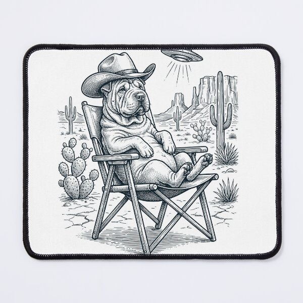 Item preview, Vintage Chinese Shar-Pei Cowboy UFO Western Alien Dog Lover designed and sold by DoodleTortle.