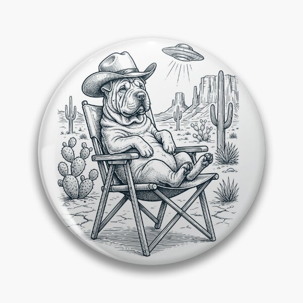 Item preview, Vintage Chinese Shar-Pei Cowboy UFO Western Alien Dog Lover designed and sold by DoodleTortle.