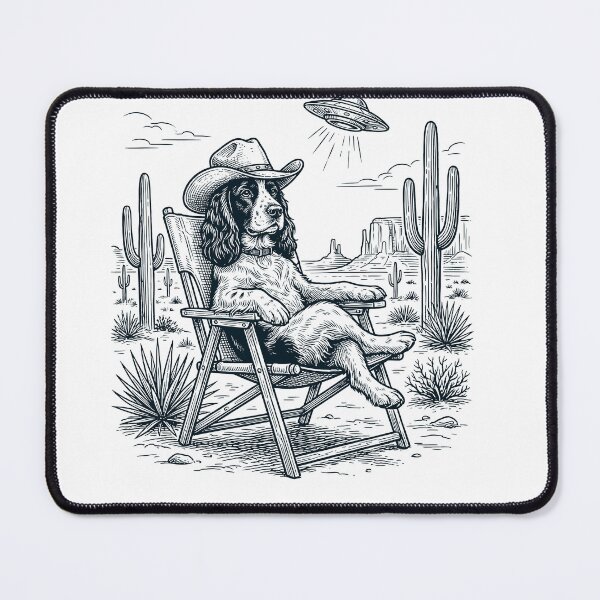 Item preview, Vintage Cocker Spaniel Cowboy UFO Western Alien Dog Lover designed and sold by DoodleTortle.