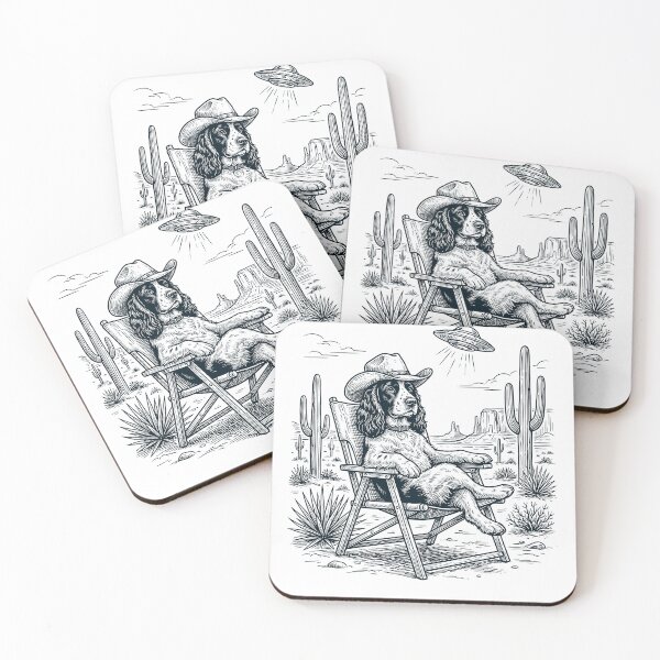 Artikelvorschau, Vintage Cocker Spaniel Cowboy UFO Western Alien Hundeliebhaber entworfen und verkauft von DoodleTortle.