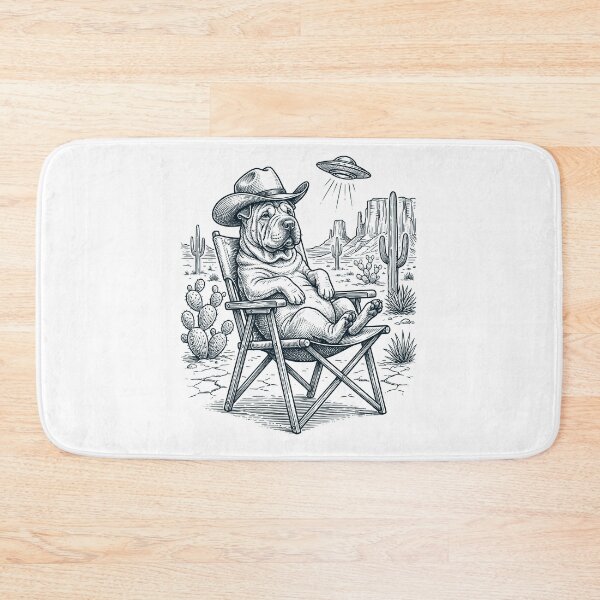 Item preview, Vintage Chinese Shar-Pei Cowboy UFO Western Alien Dog Lover designed and sold by DoodleTortle.