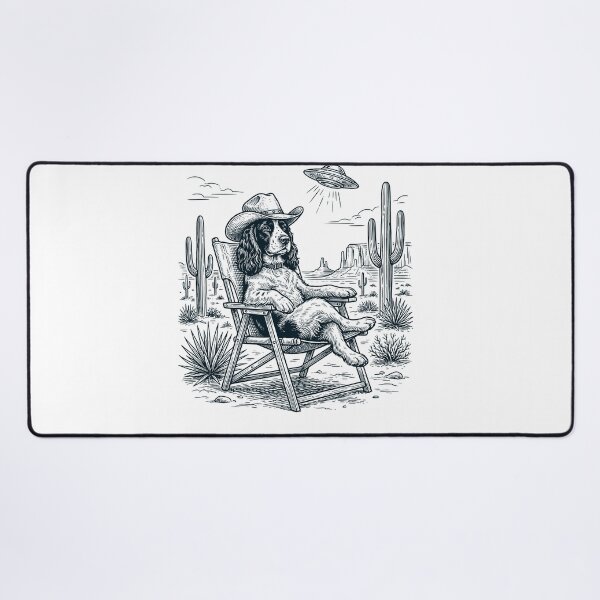 Item preview, Vintage Cocker Spaniel Cowboy UFO Western Alien Dog Lover designed and sold by DoodleTortle.