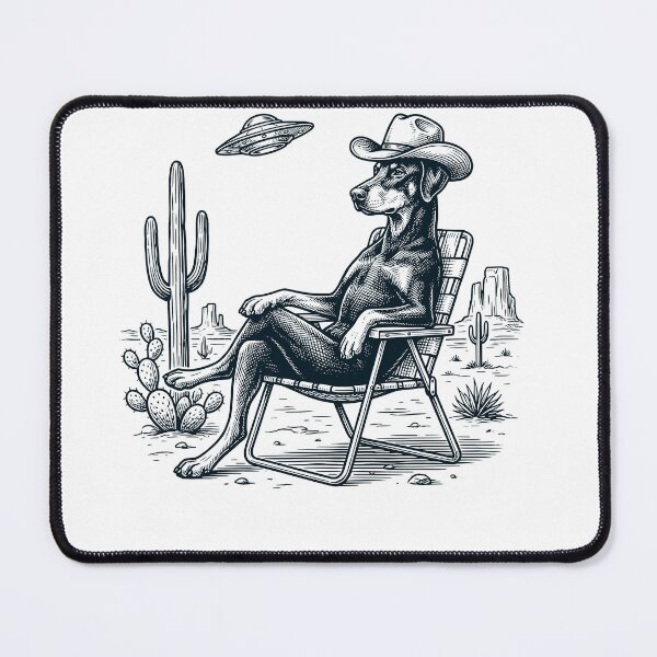 Item preview, Vintage Doberman Pinscher Cowboy UFO Western Alien Dog Lover designed and sold by DoodleTortle.