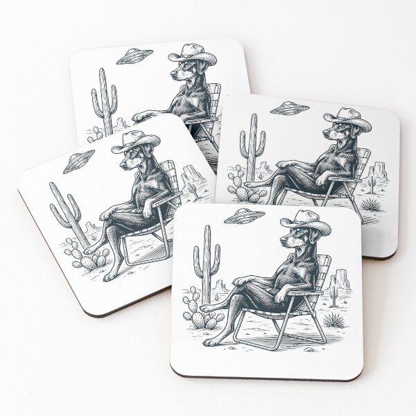 Item preview, Vintage Doberman Pinscher Cowboy UFO Western Alien Dog Lover designed and sold by DoodleTortle.