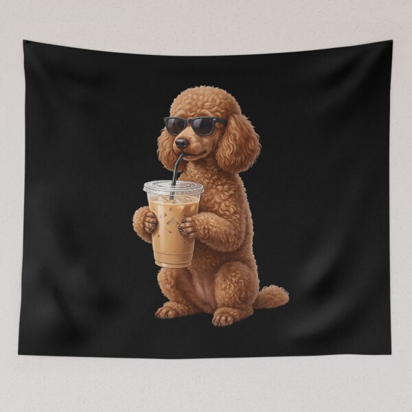 Item preview, Funny Brown Poodle Drinking Iced Coffee Meme Dog Lover designed and sold by TerryConnells.