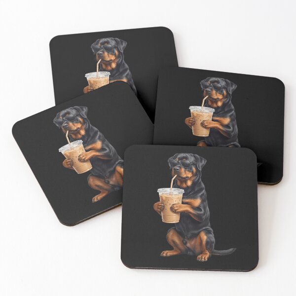 Item preview, Funny Rottweiler Drinking Iced Coffee Meme Dog Lover designed and sold by TerryConnells.