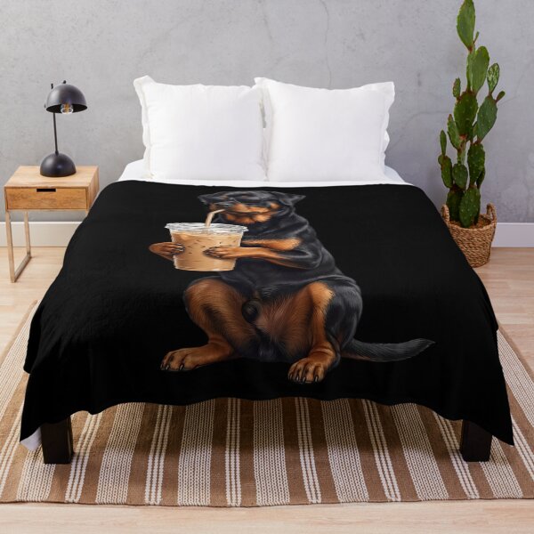 Item preview, Funny Rottweiler Drinking Iced Coffee Meme Dog Lover designed and sold by TerryConnells.