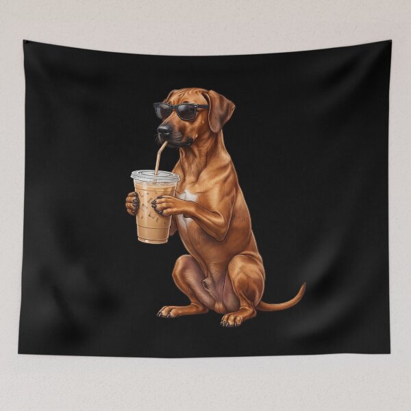 Item preview, Funny Rhodesian Ridgeback Drinking Iced Coffee Meme Dog Lover designed and sold by TerryConnells.