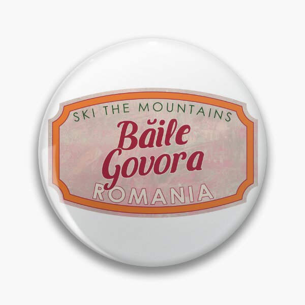 Item preview, Băile Govora, Romania, Ski, textured skiing badge designed and sold by Wanderful-roads.