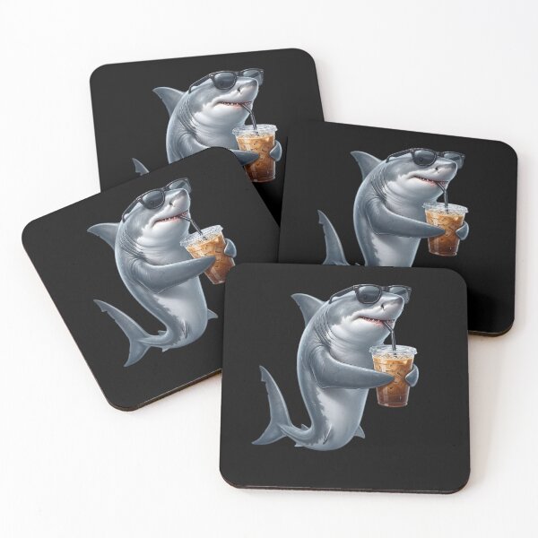 Item preview, Funny Shark Drinking Iced Coffee Meme Shark Lover designed and sold by TerryConnells.