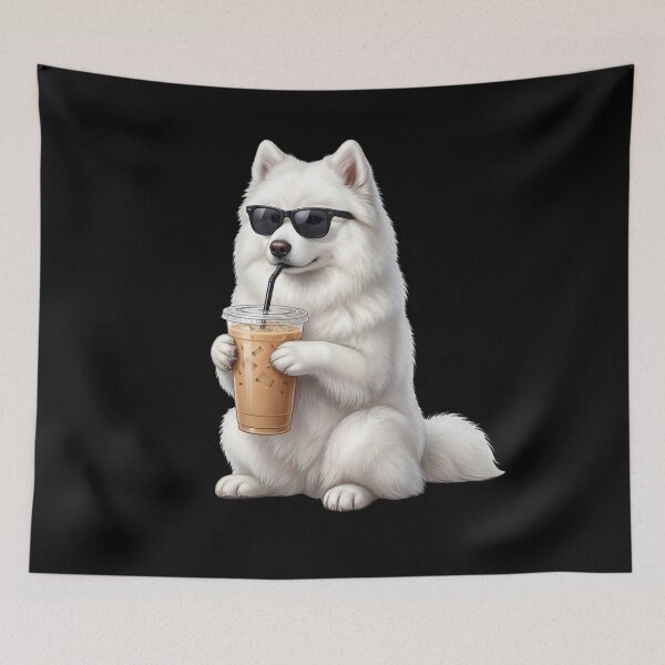 Item preview, Funny Samoyed Drinking Iced Coffee Meme Dog Lover designed and sold by TerryConnells.