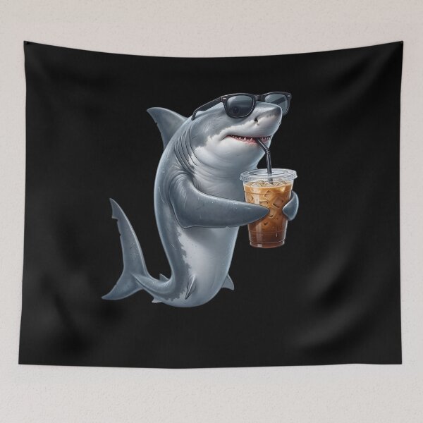 Item preview, Funny Shark Drinking Iced Coffee Meme Shark Lover designed and sold by TerryConnells.