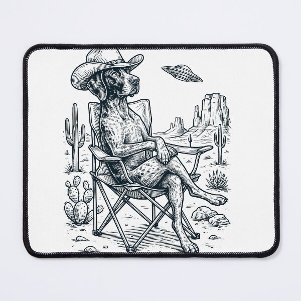 Item preview, Vintage German Shorthaired Pointer Cowboy UFO Western Alien Dog Lover designed and sold by DoodleTortle.