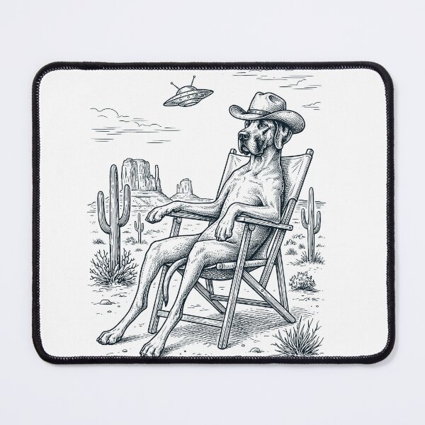 Item preview, Vintage Great Dane Cowboy UFO Western Alien Dog Lover designed and sold by DoodleTortle.