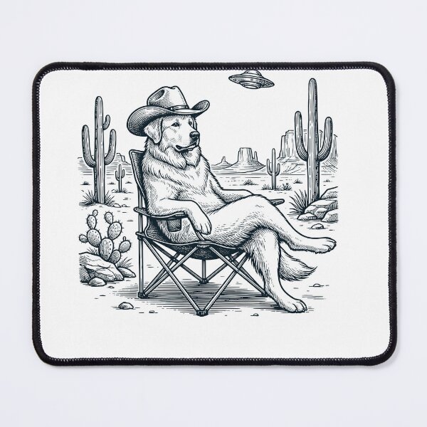 Item preview, Vintage Great Pyrenees Cowboy UFO Western Alien Dog Lover designed and sold by DoodleTortle.