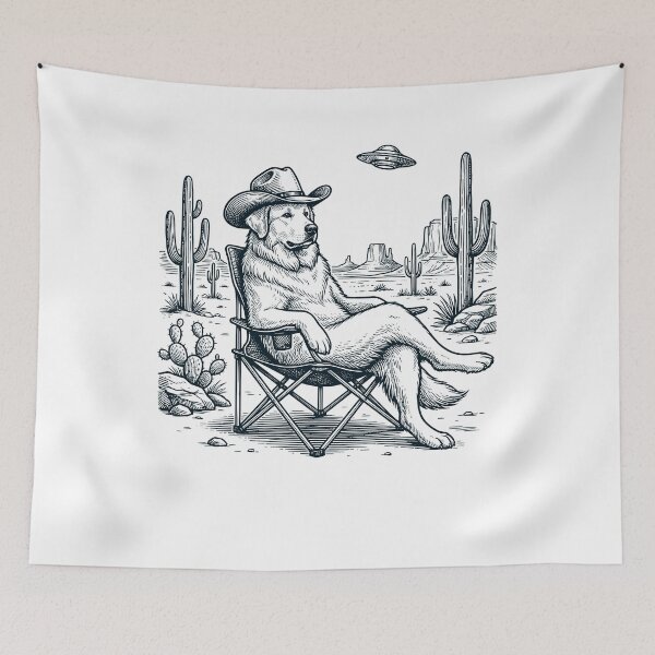 Item preview, Vintage Great Pyrenees Cowboy UFO Western Alien Dog Lover designed and sold by DoodleTortle.