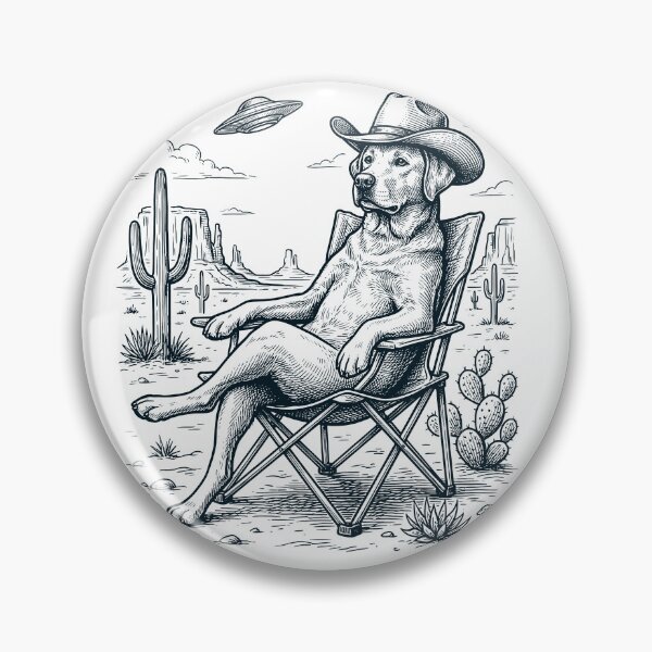 Item preview, Vintage Labrador Retriever Cowboy UFO Western Alien Dog Lover designed and sold by DoodleTortle.