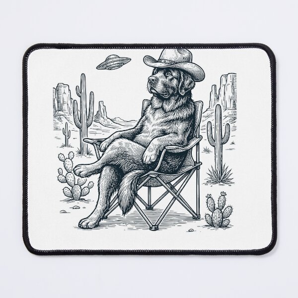 Item preview, Vintage Newfoundland Cowboy UFO Western Alien Dog Lover designed and sold by DoodleTortle.