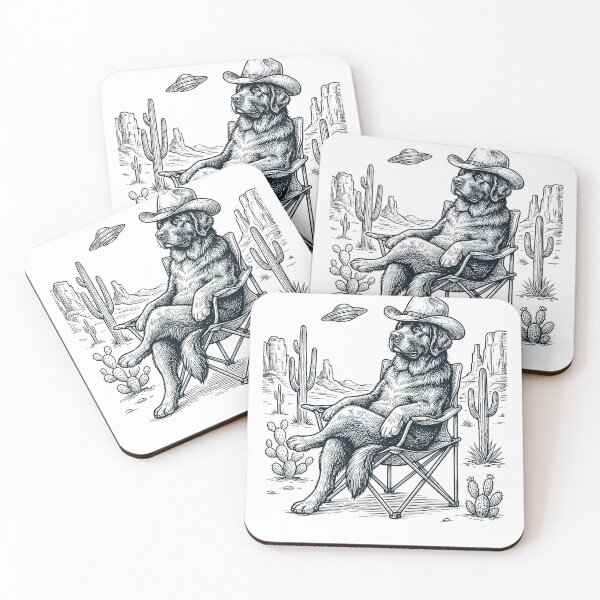 Item preview, Vintage Newfoundland Cowboy UFO Western Alien Dog Lover designed and sold by DoodleTortle.