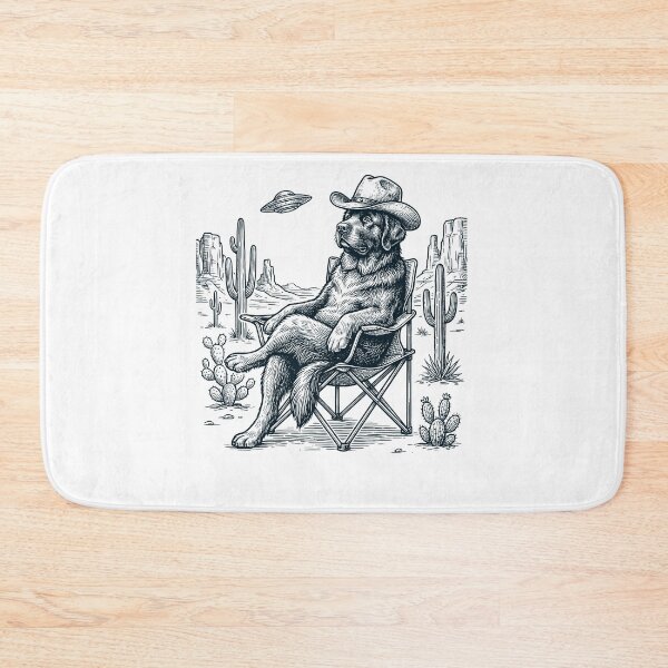 Item preview, Vintage Newfoundland Cowboy UFO Western Alien Dog Lover designed and sold by DoodleTortle.