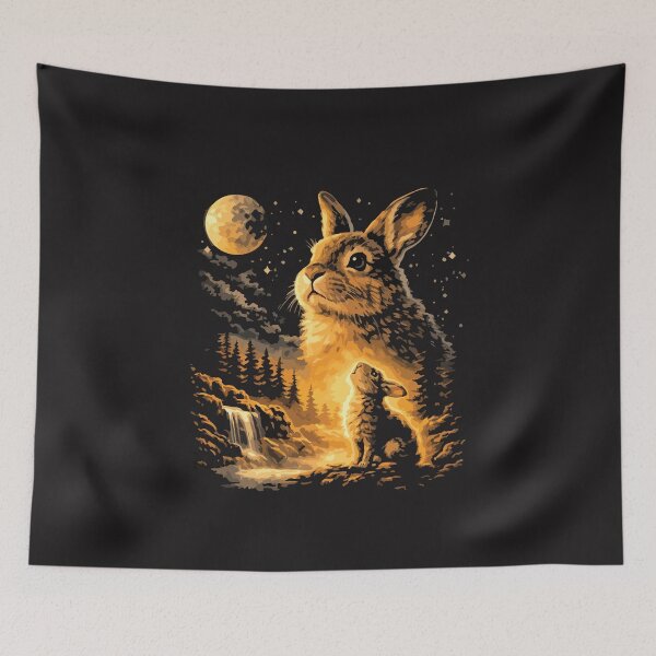 Item preview, Howling Bunny Moon Vintage 90s Easter Animal Retro designed and sold by kiralynstration.