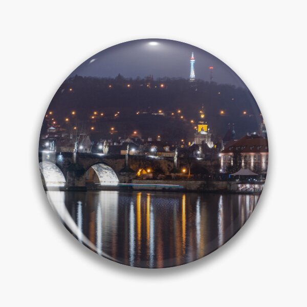 Item preview, Charles Bridge Panorama at Night | Prague Cityscape Photography Print designed and sold by Martindoran.