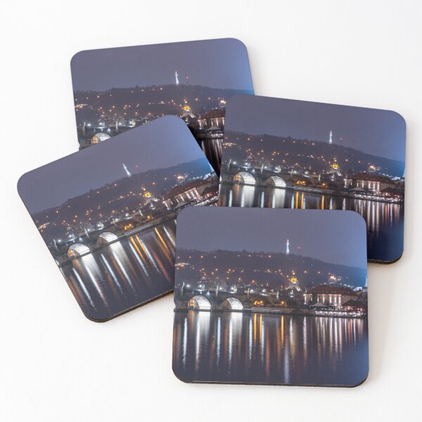 Item preview, Charles Bridge Panorama at Night | Prague Cityscape Photography Print designed and sold by Martindoran.