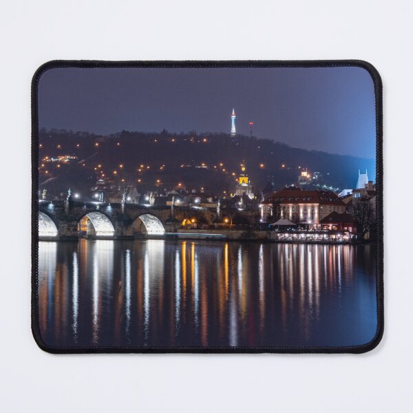 Item preview, Charles Bridge Panorama at Night | Prague Cityscape Photography Print designed and sold by Martindoran.