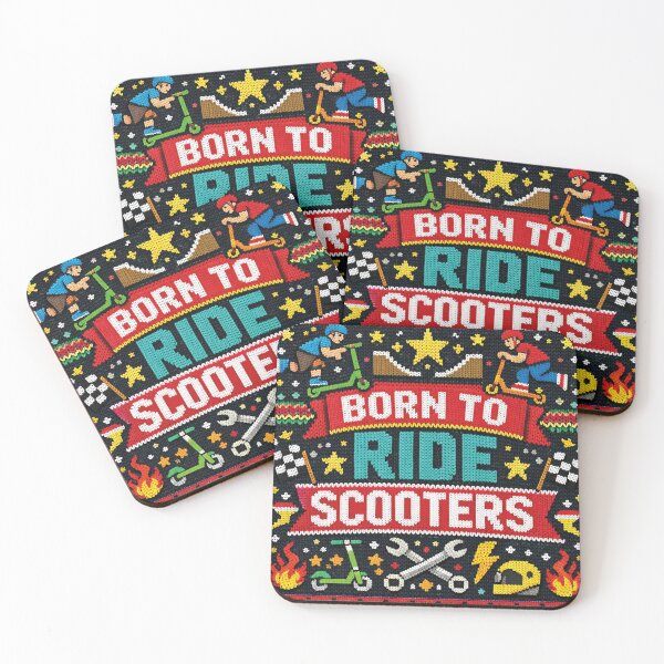 Item preview, Passion on wheels: Born to Ride scooters in a knitted pattern style designed and sold by Mauswohn.