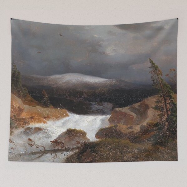 Item preview, Norwegian mountain landscape with a mountain stream designed and sold by SharonTheFirst.