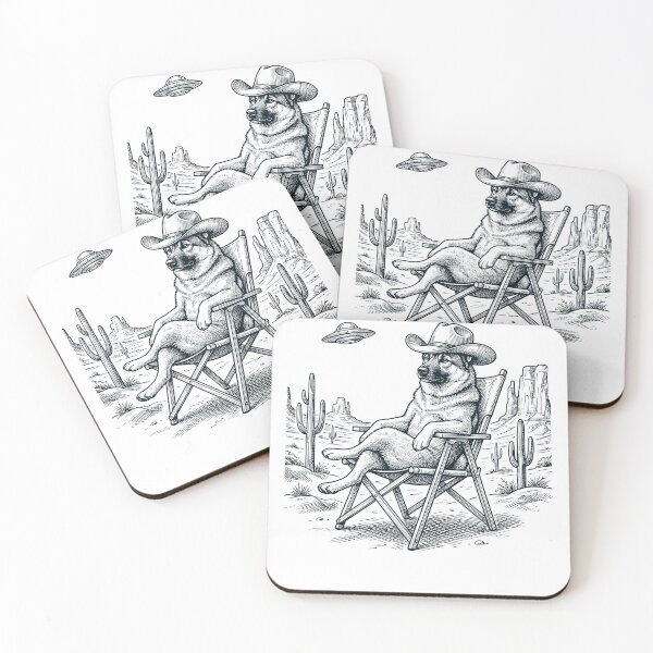 Item preview, Vintage Norwegian Elkhound Cowboy UFO Western Alien Dog Lover designed and sold by DoodleTortle.