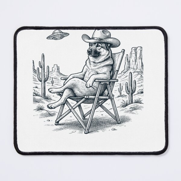 Item preview, Vintage Norwegian Elkhound Cowboy UFO Western Alien Dog Lover designed and sold by DoodleTortle.