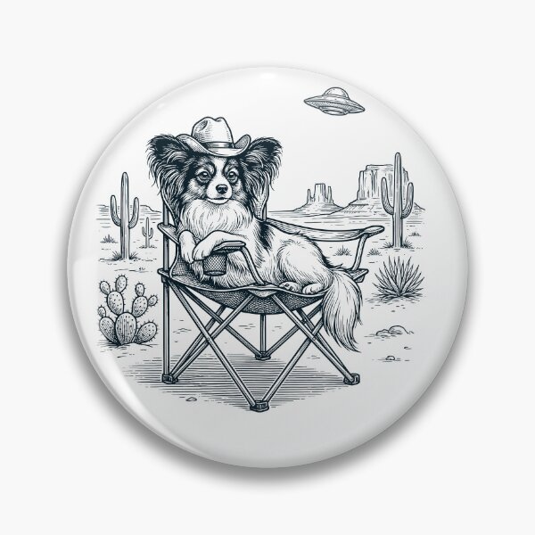 Artikelvorschau, Vintage Papillon Cowboy UFO Western Alien Hundeliebhaber entworfen und verkauft von DoodleTortle.
