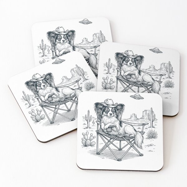 Item preview, Vintage Papillon Cowboy UFO Western Alien Dog Lover designed and sold by DoodleTortle.