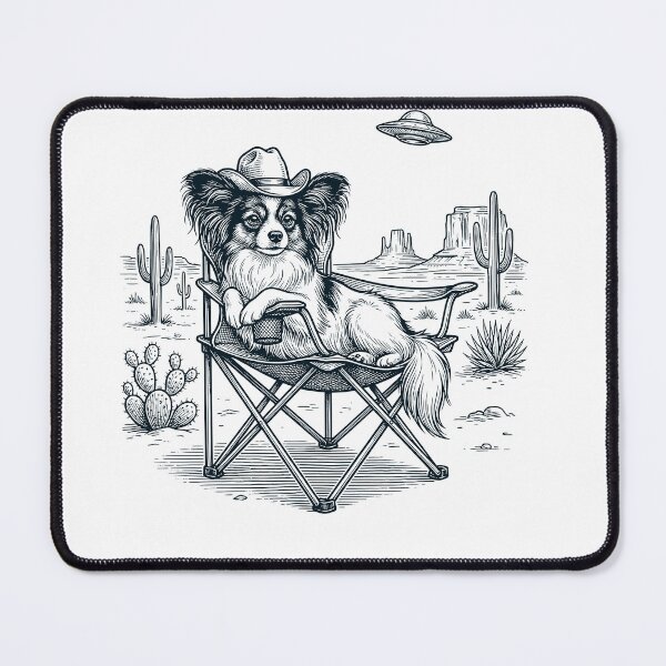 Artikelvorschau, Vintage Papillon Cowboy UFO Western Alien Hundeliebhaber entworfen und verkauft von DoodleTortle.