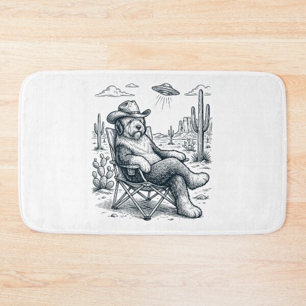 Item preview, Vintage Old English Sheepdog Cowboy UFO Western Alien Dog Lover designed and sold by DoodleTortle.