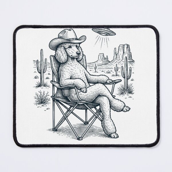 Item preview, Vintage Poodle Cowboy UFO Western Alien Dog Lover designed and sold by DoodleTortle.